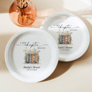 A New Chapter Begins, Book Theme Bridal Shower Paper Plate