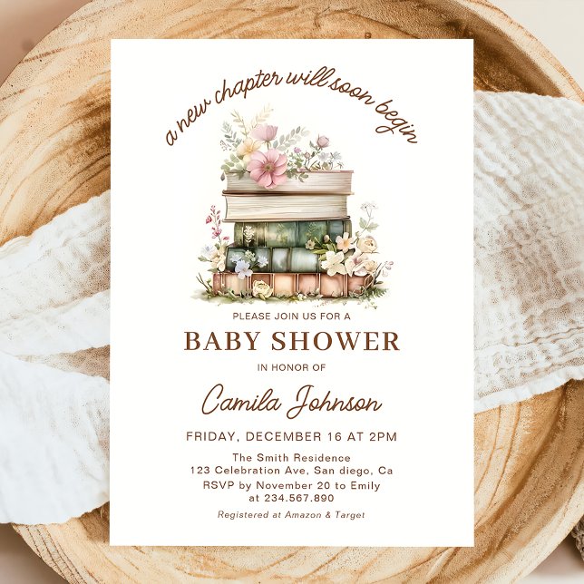 A New Chapter Begins Books Baby Shower Invitation (Creator Uploaded)