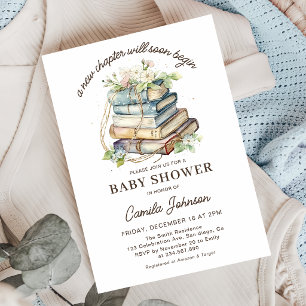 A New Chapter Begins Books Baby Shower Invitation