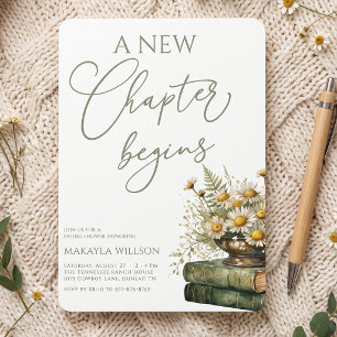 A New Chapter Begins Books & Daisies Bridal Shower Invitation