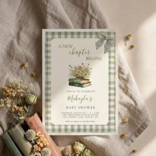A New Chapter Begins Books Floral Baby Shower Invitation
