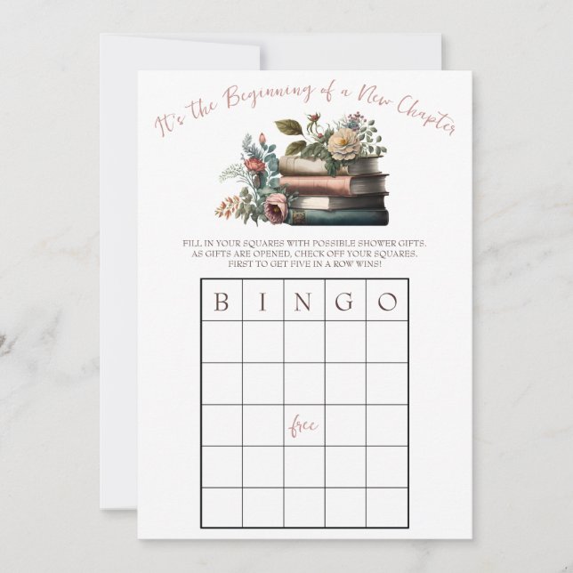 A New Chapter Begins! Bridal Shower BINGO game  Invitation (Front)