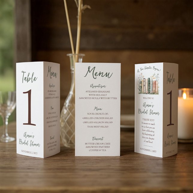 A New Chapter Begins!  Bridal Shower Menu Trifold  (Creator Uploaded)