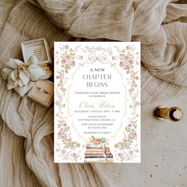 A New Chapter Begins Bridal Shower Party Invitation (Creator Uploaded)