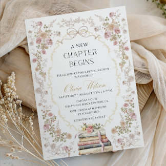 A New Chapter Begins Bridal Shower Party Invitation