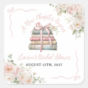 A New Chapter Begins Bridal Shower  Square Sticker