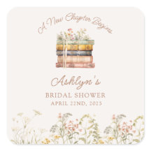  A New Chapter Begins Bridal Shower Square Sticker