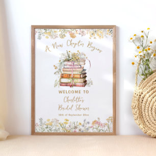 A New Chapter Begins Bridal Shower Welcome Poster