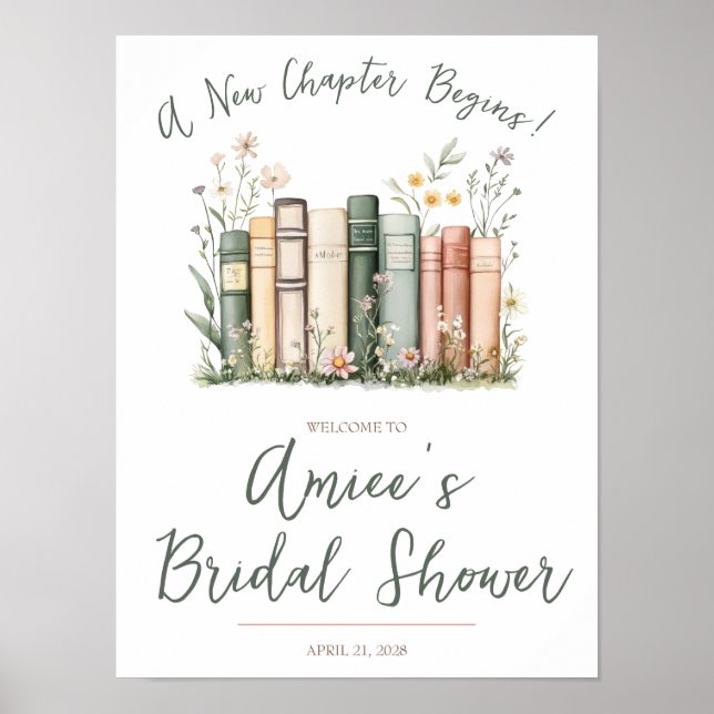 A New Chapter Begins! Bridal Shower Welcome Sign (Front)