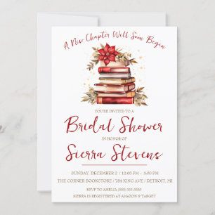A New Chapter Begins,Christmas Theme Bridal Shower Invitation