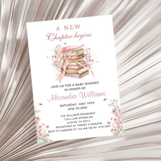 A New Chapter Begins Coquette Books Baby Shower Invitation