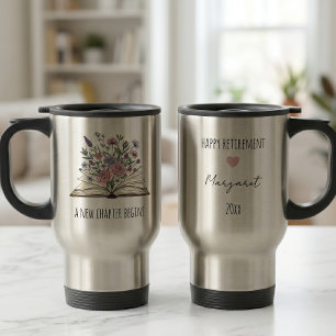 A New Chapter Begins Custom Floral Retirement Travel Mug