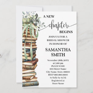 A New Chapter Begins Eucalyptus Bridal Shower Invitation