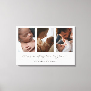 A New Chapter Begins Family Multi Photo Script Canvas Print
