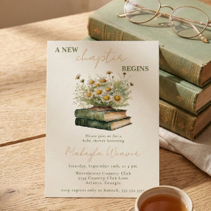 A New Chapter Begins Floral Books Baby Shower Invitation