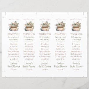 A New Chapter Begins!  Floral Books Bookmark Favor