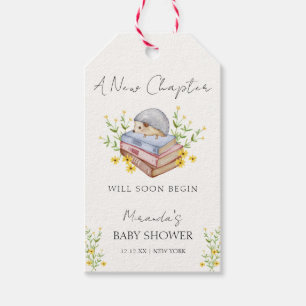 A New Chapter Begins Floral Hedgehog Baby Shower  Gift Tags