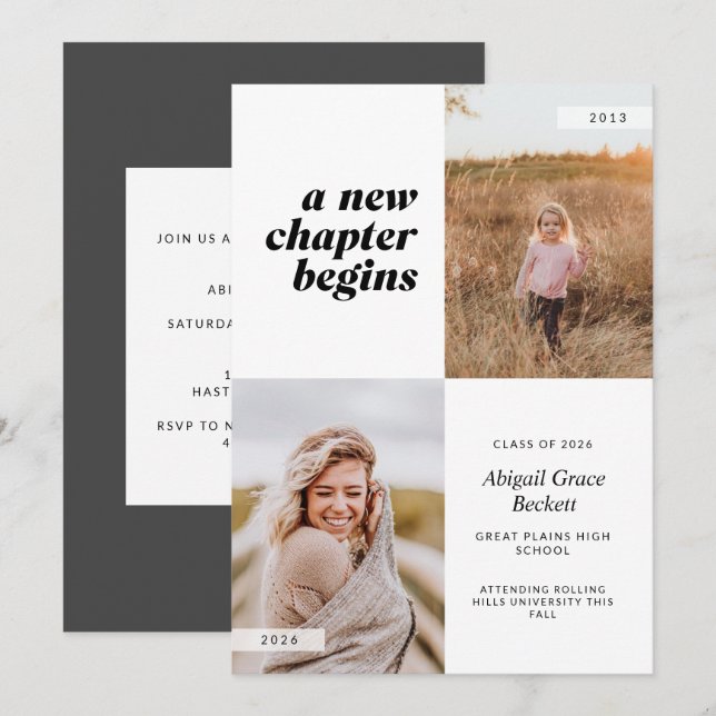 A New Chapter Begins Graduation Invitation (Front/Back)