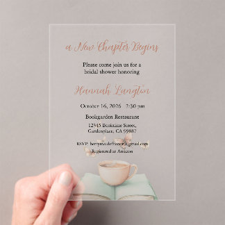 A New Chapter Begins Invitation, Bridal Shower Acrylic Invitations