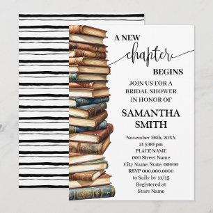 A New Chapter Begins Minimalist Bridal Shower Invitation