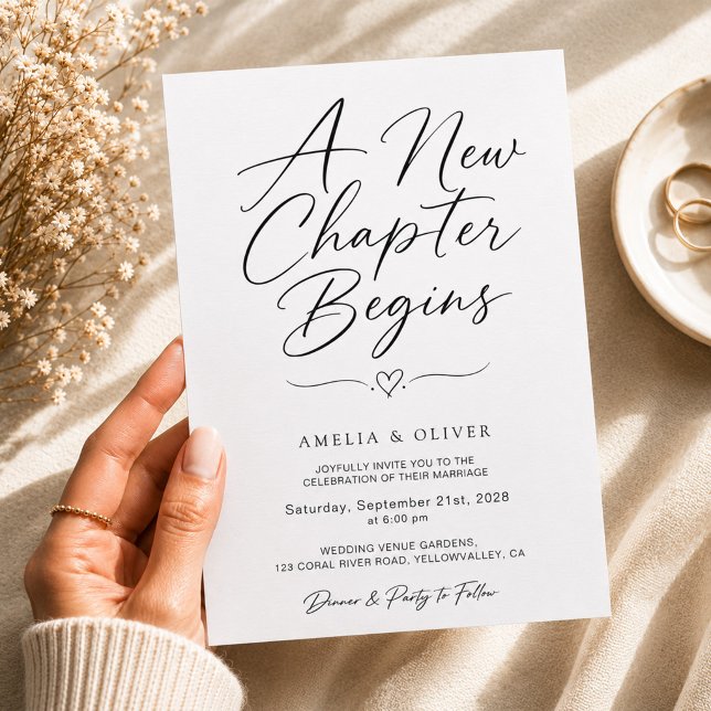 A New Chapter Begins Modern Minimalist Wedding Invitation (Creator Uploaded)