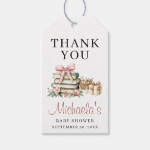 A New Chapter Begins Pink Bow Books Baby Shower Gift Tags
