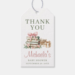 A New Chapter Begins Pink Bow Books Baby Shower Gift Tags