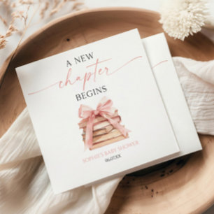 A New Chapter Begins Pink Bow Books Baby Shower Napkin