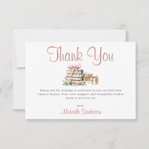A New Chapter Begins Pink Bow Books Baby Shower Thank You Card