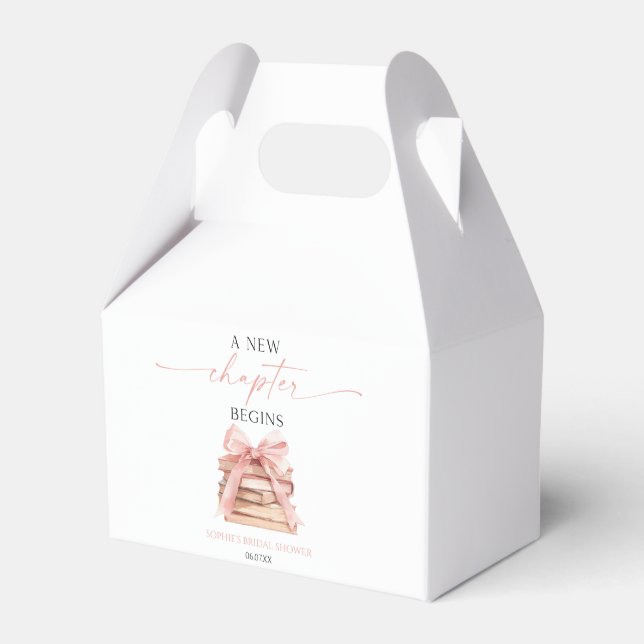 A New Chapter Begins Pink Bow Books Bridal Shower Favour Box (Front Side)