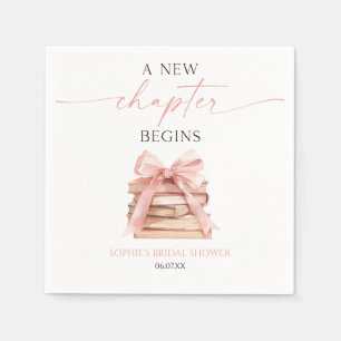 A New Chapter Begins Pink Bow Books Bridal Shower Napkin