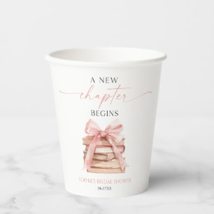A New Chapter Begins Pink Bow Books Bridal Shower Paper Cups