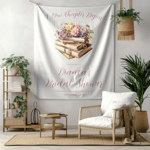 A New Chapter Begins! Purple Floral Bridal Shower Tapestry