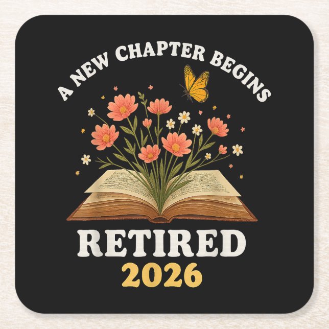 A New Chapter Begins Retired 2026 Square Paper Coaster (Front)