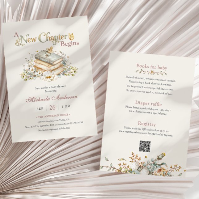 A New Chapter Begins Rustic Book Theme Baby Shower Invitation (Creator Uploaded)