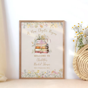 A New Chapter Begins Rustic Bridal Shower Welcome Poster