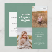 A New Chapter Begins Sage Graduation Invitation
