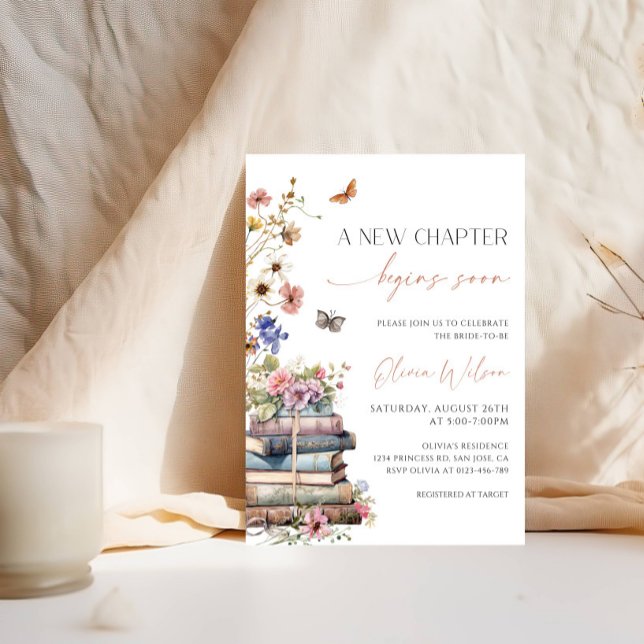 "A New Chapter Begins Soon" Bridal Shower Party Invitation (Creator Uploaded)