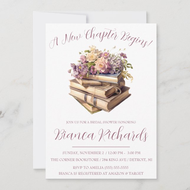 A New Chapter Begins! Spring Floral Bridal Shower Invitation (Front)
