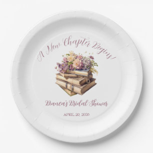A New Chapter Begins! Spring Floral Bridal Shower Paper Plate