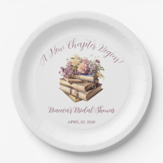 A New Chapter Begins! Spring Floral Bridal Shower Paper Plate