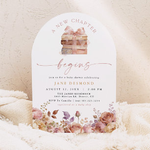 A New Chapter Begins Storybook Baby Shower Arched Invitation