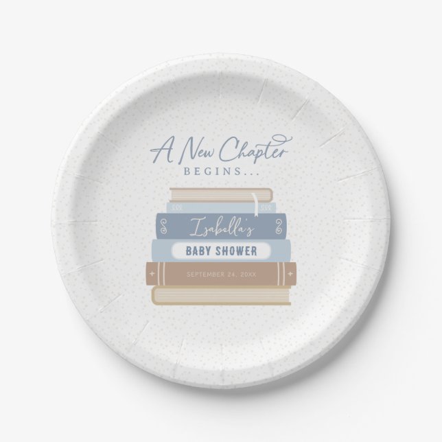 A New Chapter Begins Storybook Baby Shower Paper Plate (Front)
