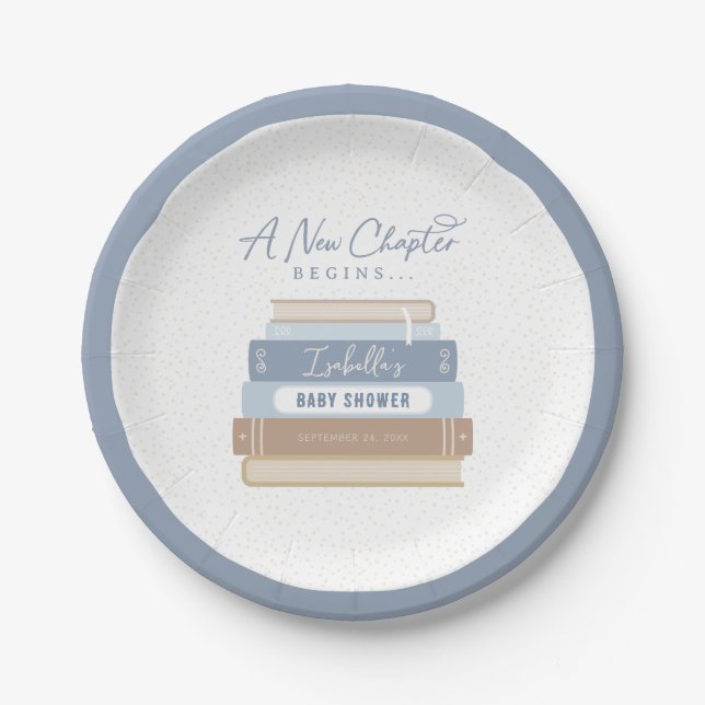 A New Chapter Begins Storybook Baby Shower Paper Plate (Front)