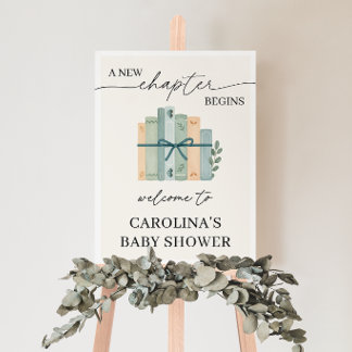 A New Chapter Begins Storybook Baby Shower Welcome Poster