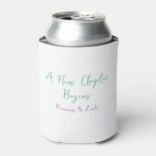 a new chapter begins wedding couple name green mar can cooler