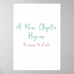 a new chapter begins wedding couple name green mar poster