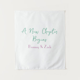 a new chapter begins wedding couple name green mar tapestry