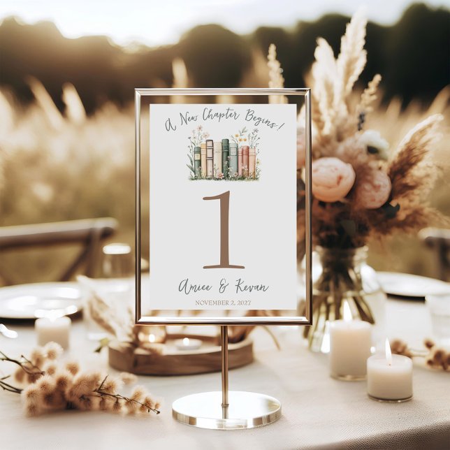 A New Chapter Begins! Wedding Table Number Signs (Creator Uploaded)
