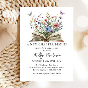 A New Chapter Begins Wildflower Baby Shower Invitation